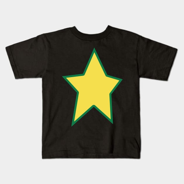 Yellow Star Green Out Line Graphic Kids T-Shirt by ellenhenryart